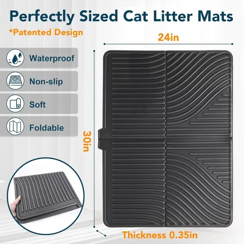 Miniatura 2 de UPSKY Tapete de arena para gatos, tapete grande para atrapar arena para gatitos, suave para patas de gatito, tapete para caja de arena mantiene