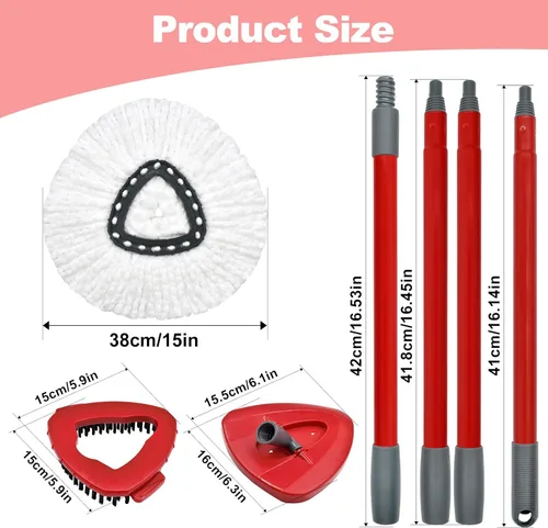 Miniatura 2 de Mango de fregona de repuesto para cabezal de fregona y cepillo de base de fregona de repuesto para O Cedar EasyWring, sistema de 1 tanque que 3