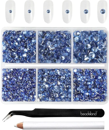 Miniatura 27 de BEADSLAND 4300 piezas de diamantes de imitación con parte plana, diamantes de imitación transparentes para uñas, gemas de cristal redondas
