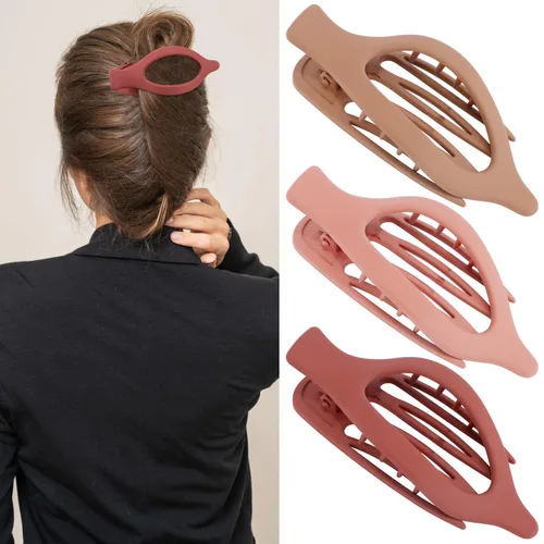 Miniatura 10 de ATODEN Pinzas planas para el cabello, 3 piezas, French Concord - Pinzas de mandíbula neutras grandes para cabello fino/grueso, blanco, marrón, negro