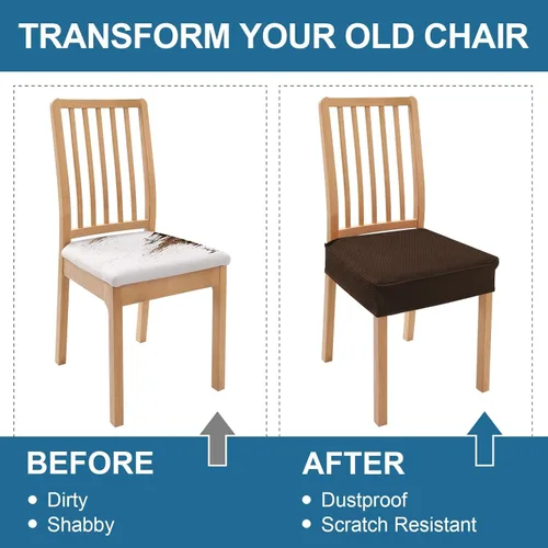 Miniatura 7 de smiry Fundas de asiento impermeables para sillas de comedor, juego de 4, fundas elásticas de jacquard extraíbles y lavables, sin fundas traseras