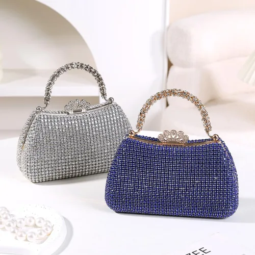Miniatura 4 de Dreubea Bolso de mano hermoso para mujer, bolso de mano de moda brillante con diamantes de imitación