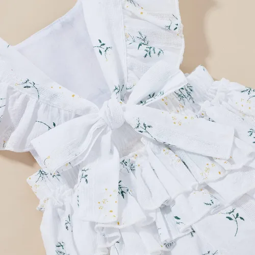 Miniatura 6 de Mameluco con volantes y diadema con estampado de margaritas para bebé, diseño floral, ropa de verano