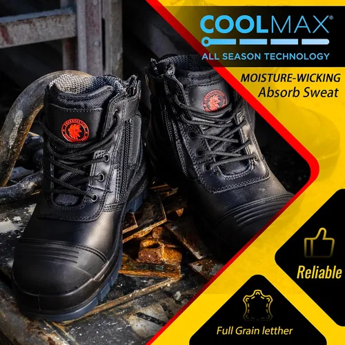 Miniatura 2 de Rockrooster AK050 - Botas de trabajo para hombre, puntera de acero, cremallera YKK, 6in, antideslizantes y resistentes al deslizamiento, piel