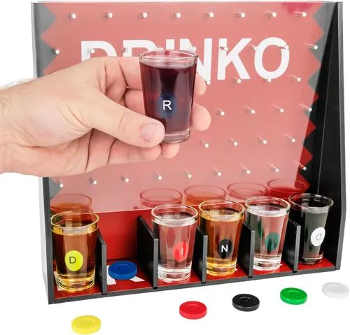 Miniatura 6 de Fairly Odd Novelties Juego de beber DRINKO - Diversión social en grupo y en pareja con vasos de chupito, multicolor, vasos de vidrio, tablero