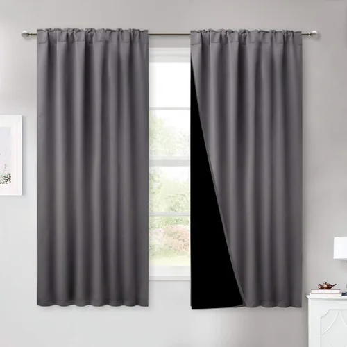Miniatura 56 de NICETOWN Paneles de cortinas totalmente opacas para dormitorio que reducen el frío, cubiertas de ventana súper gruesas aisladas, cortinas Biscotti