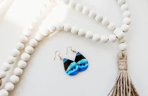 Miniatura 4 de Dangle Earrings for Women Colorful Dangling Drop Statement Jewelry Printed MDF Wood Teardrop Double Side Print Handmade by The Painted Pug