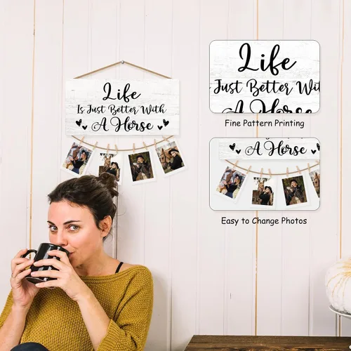 Miniatura 5 de Marco de fotos de regalo de caballos para pared, regalo de caballos para mujeres, hombres, amantes de los caballos, caballos jinete, regalos
