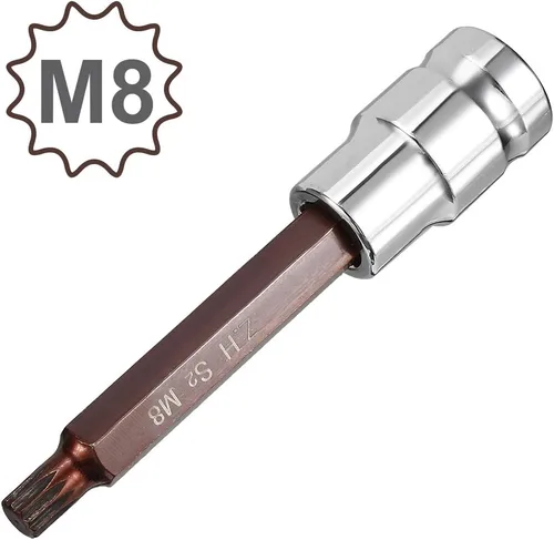 Miniatura 2 de uxcell Broca cuadrada triple M8 de 1/2 pulgada x M8 (0.315 in), puntas de acero S2 CR-V sockets 4 pulgadas de longitud uso con llave de trinquete