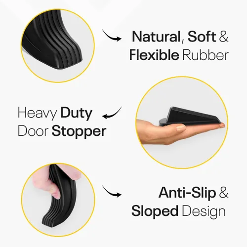 Miniatura 8 de Topes de puerta para la parte inferior de la puerta, cuña de goma para puerta, paquete de 4, topes de puerta, topes de puerta, cuña de puerta, topes