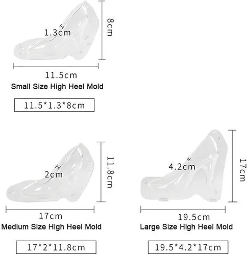 Miniatura 9 de Juesi Molde 3D para zapatos de chocolate de alta colina, molde de pastel de chocolate, molde de decoración de pasteles de fondant, molde de tacón