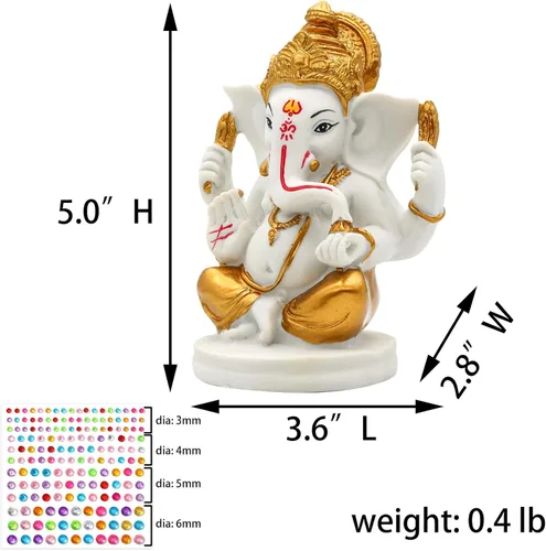 Miniatura 4 de alikiki Estatua de ídolo del señor indio Ganesha – Dios hindú en tono dorado de 5 pulgadas de alto, Ganpati Mandir Diwali Pooja, artículo
