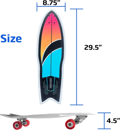 Miniatura 8 de Surfskate - Patineta para niños, patineta de surf, patineta, rueda delantera que gira fácilmente para niños, gran potencia de bombeo, camiones