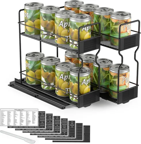 Miniatura 8 de SpaceAid Organizador de especias extraíble para gabinete, organizador de condimentos deslizante y resistente para armarios de cocina, organizador