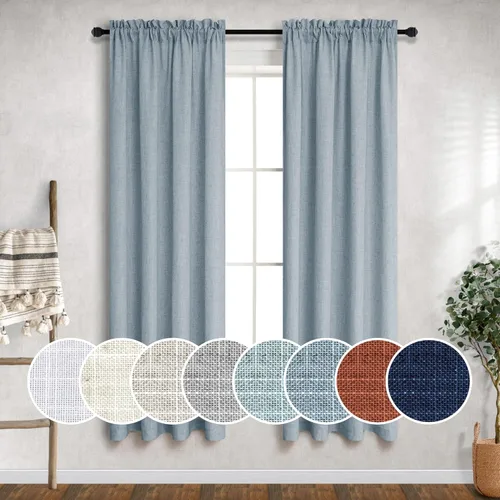 Miniatura 70 de Cortinas blancas puras de 38 pulgadas de ancho para dormitorio, juego de 2 paneles de cortinas de privacidad con bolsillo para barra, cortinas