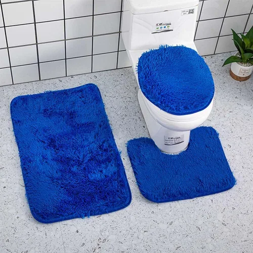 Miniatura 17 de Juego de 3 tapetes de baño para baño, suaves, antideslizantes, suaves, en forma de U, tapete para inodoro, tapete de baño y tapa de inodoro
