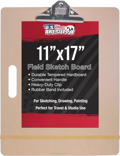 U.S. Art Supply Tablero de dibujo para artistas, de 11 x 17 pulgadas, tablero de dibujo ligero con asa, clip y banda de goma para arte, bocetos,