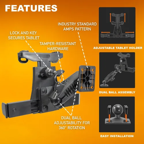 Miniatura 2 de iBOLT TabDock Dock'n Lock Bizmount - Soporte de base de taladro de bloqueo industrial resistente para todas las tabletas de 7 a 10 pulgadas