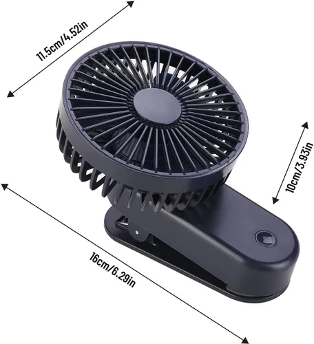 Miniatura 4 de Mini ventilador de escritorio portátil con clip, 2400 mAh, recargable, USB, funciona con pilas, con imán, color azul rey