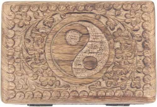 Miniatura 4 de KayJayStyles - Caja de almacenamiento de madera para la joyería, tallada a mano Yin Yang