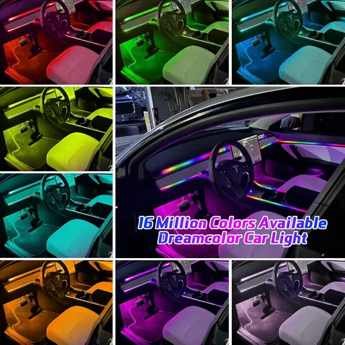 Miniatura 4 de Luces interiores acrílicas Dreamcolor para automóvil, accesorios para automóvil WEBUPAR 2 en 1, tira de luces LED para automóvil con control