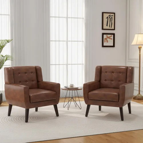 Miniatura 40 de Silla decorativa, sillas de tela moderna de mediados de siglo con brazos para sala de estar, cómodo sillón tapizado para dormitorio, sala de espera