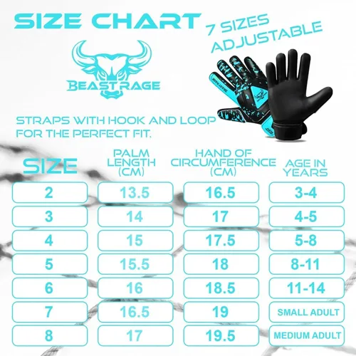 Miniatura 4 de BEAST RAGE Guantes de portero para niños con soporte de agarre, guante de fútbol juvenil, guante de fútbol para niños, guante de fútbol para niños