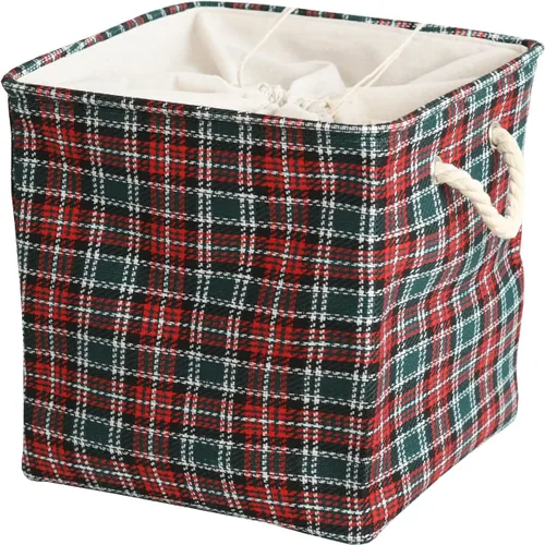 Miniatura 10 de Caja de almacenamiento para adornos de Navidad de INough, organizador de decoración festiva, tejida con hilo grueso, cesta de Navidad para niños