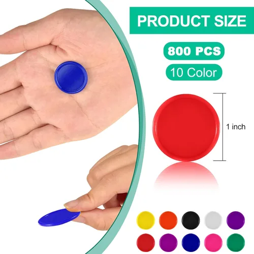Miniatura 3 de Coopay 200 piezas de 10 colores fichas de bingo de plástico a granel, fichas de juego de 1 pulgada para niños, contadores de aprendizaje