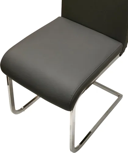 Miniatura 7 de Sunset Trading Doral Sillas de comedor tapizadas de piel sintética Base voladiza cromada pulida en forma de S Asientos acolchados y respaldos
