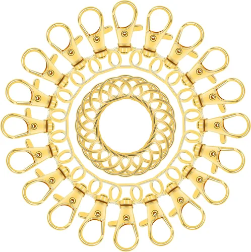 Miniatura 3 de SANNIX 120 ganchos de clip para llavero y anillos en D a granel incluyen 60 ganchos giratorios a presión clips de cordón y 60 anillos en D