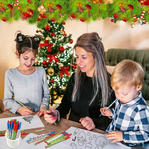 Miniatura 7 de JANYUN Bolígrafos de Navidad, 26 unidades de lindos bolígrafos de tinta de gel de dibujos animados, bolígrafos retráctiles de Navidad para adultos