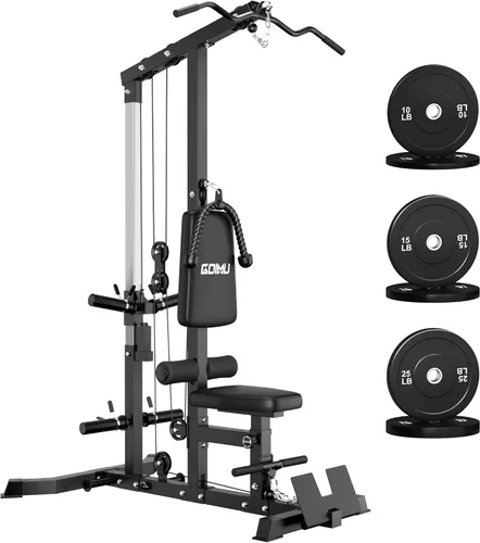 Miniatura 14 de LS01 Máquina de tracción LAT, máquina de cable para remo LAT con abdominales, torre LAT con accesorios de remo con cable, estaciones de polea 3 en 1