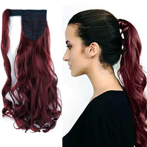 Miniatura 37 de Extensión de cola de caballo de 18 pulgadas para mujer, 3.53 onzas, fibra sintética natural japonesa resistente al calor, color negro azabache #1