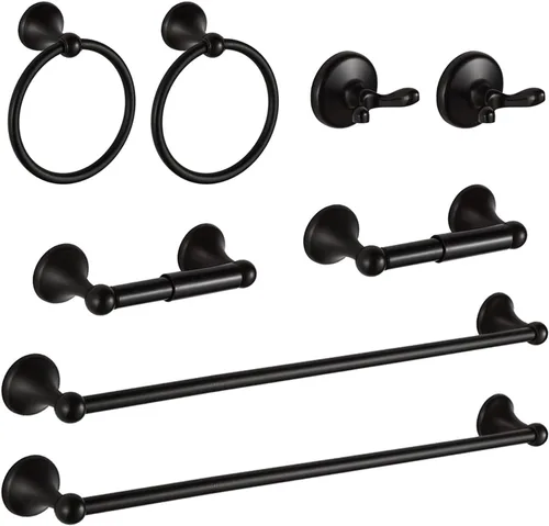 Miniatura 13 de Juego de accesorios de baño de 4 piezas (barra de toalla ajustable, anillo de toalla, soporte de papel higiénico, gancho para toalla), accesorios