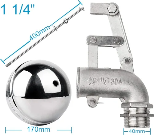 Miniatura 2 de Valve，Float Valve,Stainless Steel Floating Ball Float Valves, 1/2" 3/4" 1" 1-1/4" Water Tank Bend Elbow Floating Ball Valve, Adjustable Male Thread
