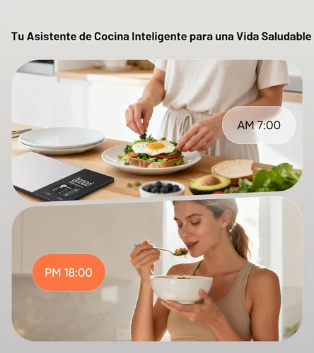 Miniatura 6 de KUAIVO Báscula inteligente de nutrición alimentaria con pantalla TFT, rastrea calorías, grasas, carbohidratos y proteínas, funciona con aplicación