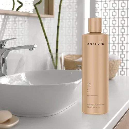 Miniatura 6 de MOEHAIR Mascarilla capilar hidratante con manteca de karité, proteínas y aceite de oliva, mascarilla capilar para cabello dañado, suaviza el cabello