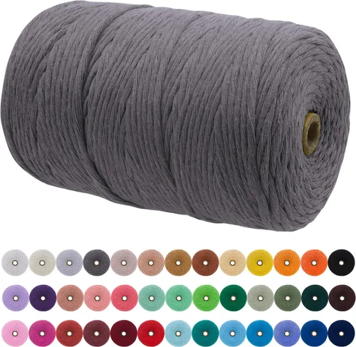 Miniatura 21 de JeogYong Cordón de macramé de un solo hilo 2mm x 164 yardas (492 pies) Cuerda de algodón suave, hilo de macramé 2 mm, suministros de macramé