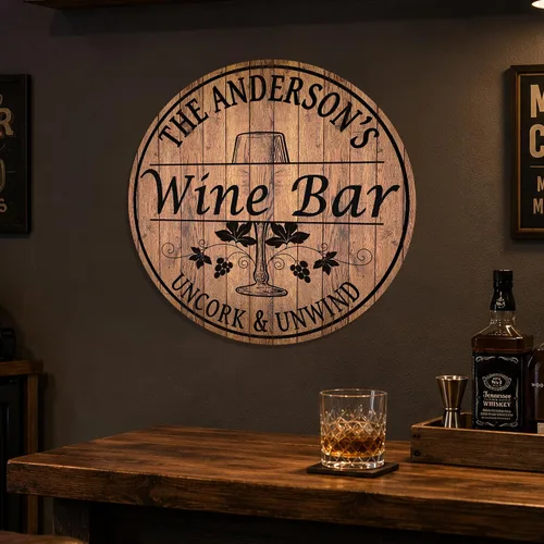 Miniatura 2 de Letrero personalizado para bar de vinos de 10 pulgadas, 14 pulgadas, 18 pulgadas, letrero redondo de madera, accesorios para bar de vino, decoración