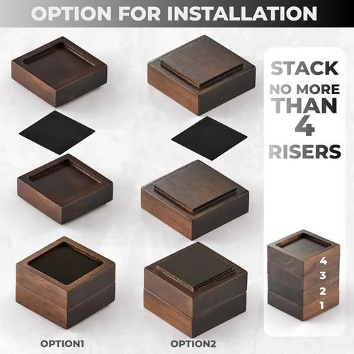 Miniatura 3 de FASONLA Elevadores de cama, elevadores de muebles (juego de 8) eleva altura de 1 pulgada, 2 pulgadas, 3 pulgadas o 4 pulgadas, elevadores de madera