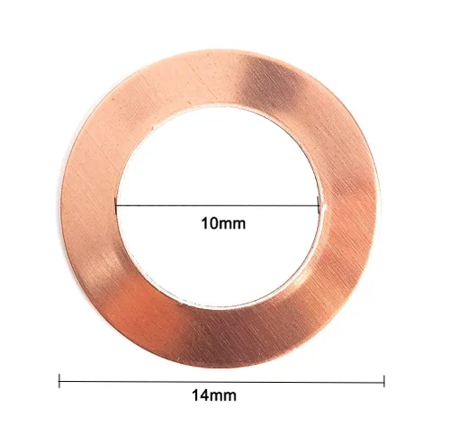 Miniatura 2 de Arandela de trituración de cobre de 0.394x0.551x0.059 in Junta de sello de anillo plano M10 (60 piezas)