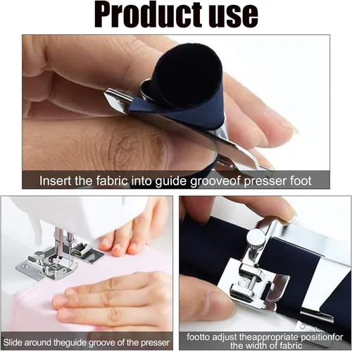 Miniatura 4 de 7 piezas de prensatelas de dobladillo enrollado, kit de pie de dobladillo para coser prensatelas enrolladas para máquina de coser multifuncional