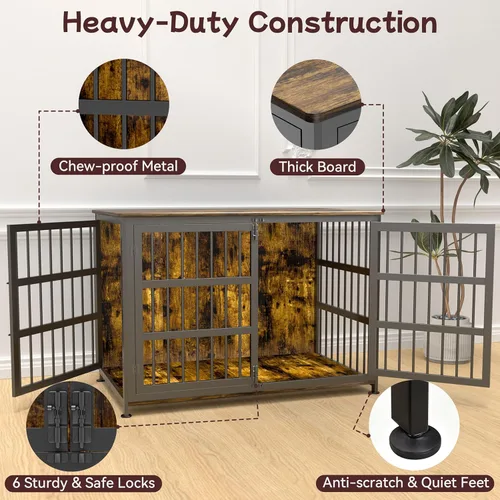 Miniatura 4 de Mueble Jaula para Perros de 46'' Jaula para Perros de Raza Grande Jaulas para Perros de Interior Jaulas para Perros de Madera Mesa Auxiliar Jaula