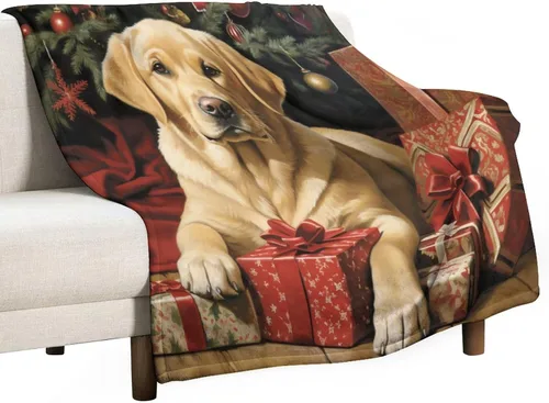 Miniatura 23 de Yellow Lab - Manta de Labrador de Navidad, linda y divertida para varios perros y mascotas, manta de verano de 30 x 40 pulgadas, manta de franela