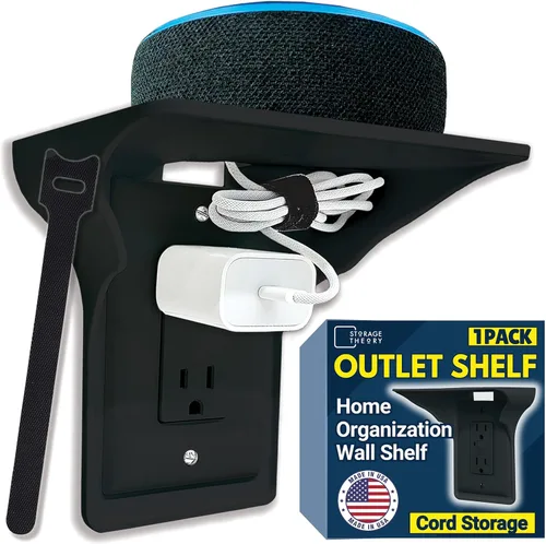 Miniatura 15 de BeraTek Power Perch - Estante de pared con almacenamiento de cable, estante de enchufe que ahorra espacio para dormitorio, baño, cocina, soporte