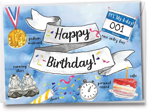Miniatura 7 de Happy Birthday Runner Tarjeta para un corredor Feliz carrera
