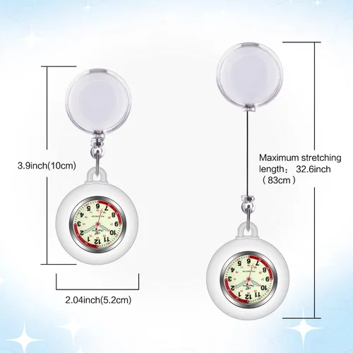 Miniatura 2 de SIBOSUN Watches for Women Nurse Watch Silicone Retractable Fob Clip on Watch for Women Nurses Lady Doctors Students with Second Hand Clip Medical