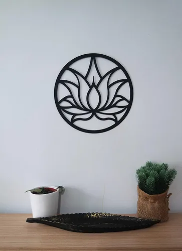 Miniatura 4 de dogalmasacom Arte de pared de metal de flor de loto, decoración de pared redonda de mandala de metal, arte de pared colgante para yoga, zen