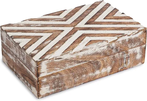 Miniatura 16 de Ajuny Caja Joyero de Madera para Recuerdos de 8 x 5 pulgadas – Cofre Decorativo Hecho a Mano para Hombres y Mujeres, Caja de Almacenamiento